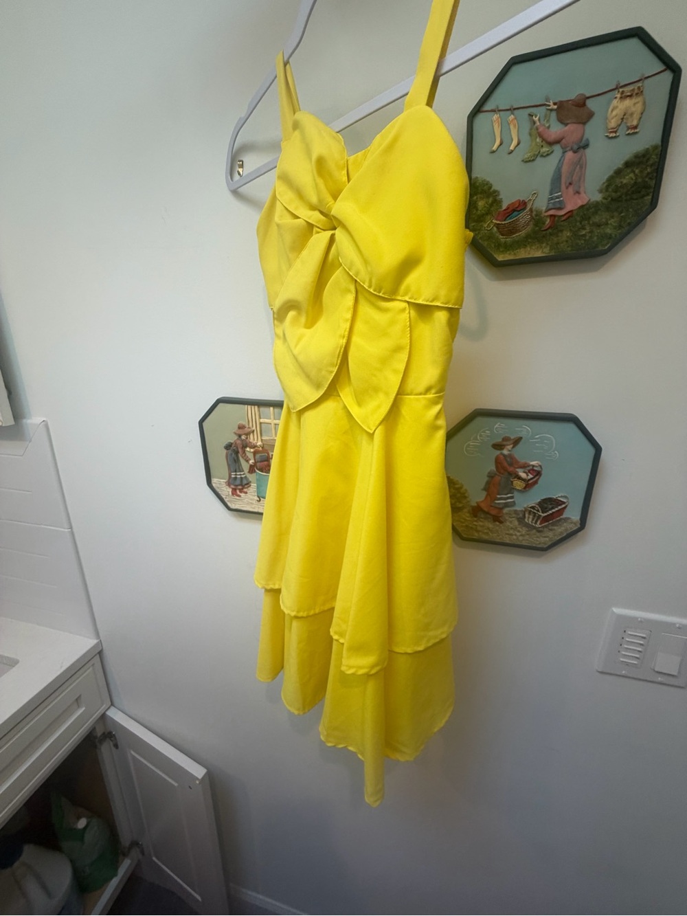 Habitual Bright Yellow Girls Layered Spaghetti Strap Dress